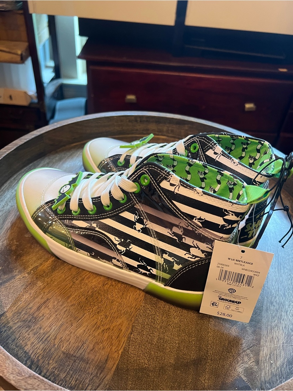 Kids High-Top Sneakers in Black & Lime Green